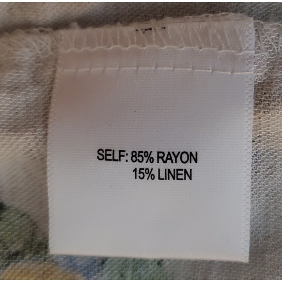 Jane & Delancey M Dress Citrus Flax Print Puff Sleeve Button Up Rayon/Linen Mix - Picture 9 of 9